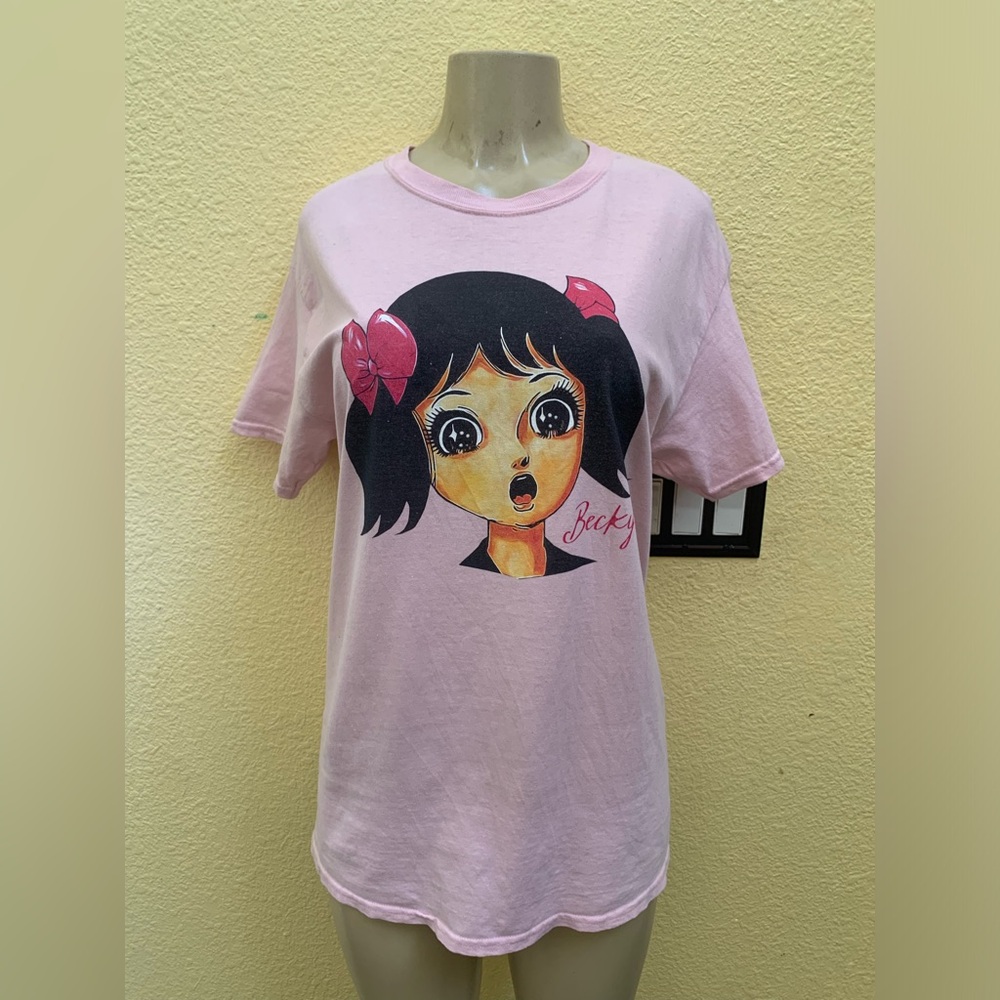 Dolls Kill x Becky Loves You Pink Scaregirl Short Sleeve Graphic T Shirt